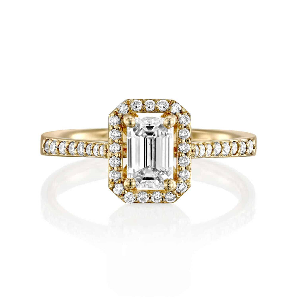 טבעת "אנסטסיה" יהלום אמרלד זהב צהוב