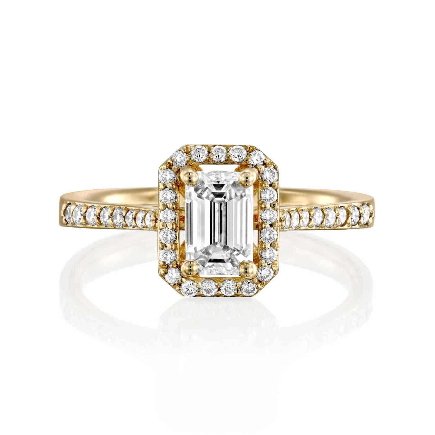 טבעת "אנסטסיה" יהלום אמרלד זהב צהוב