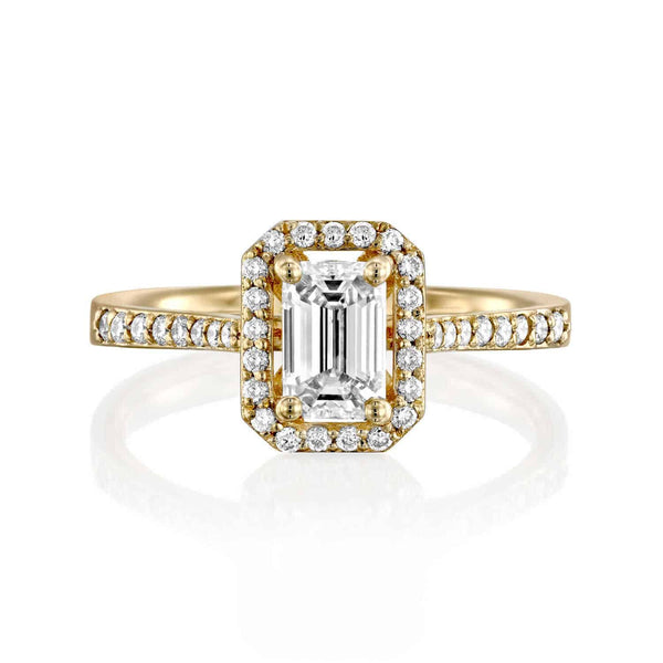 טבעת "אנסטסיה" יהלום אמרלד זהב צהוב