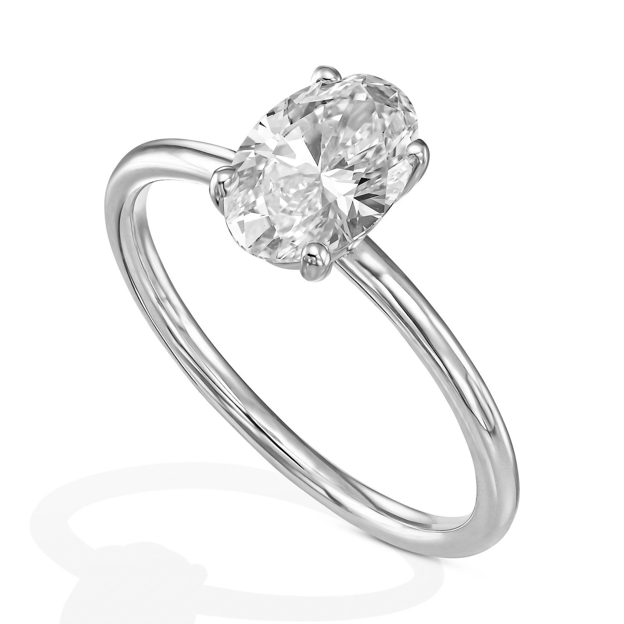 טבעת יהלום אובל "אריאנה" זהב לבן