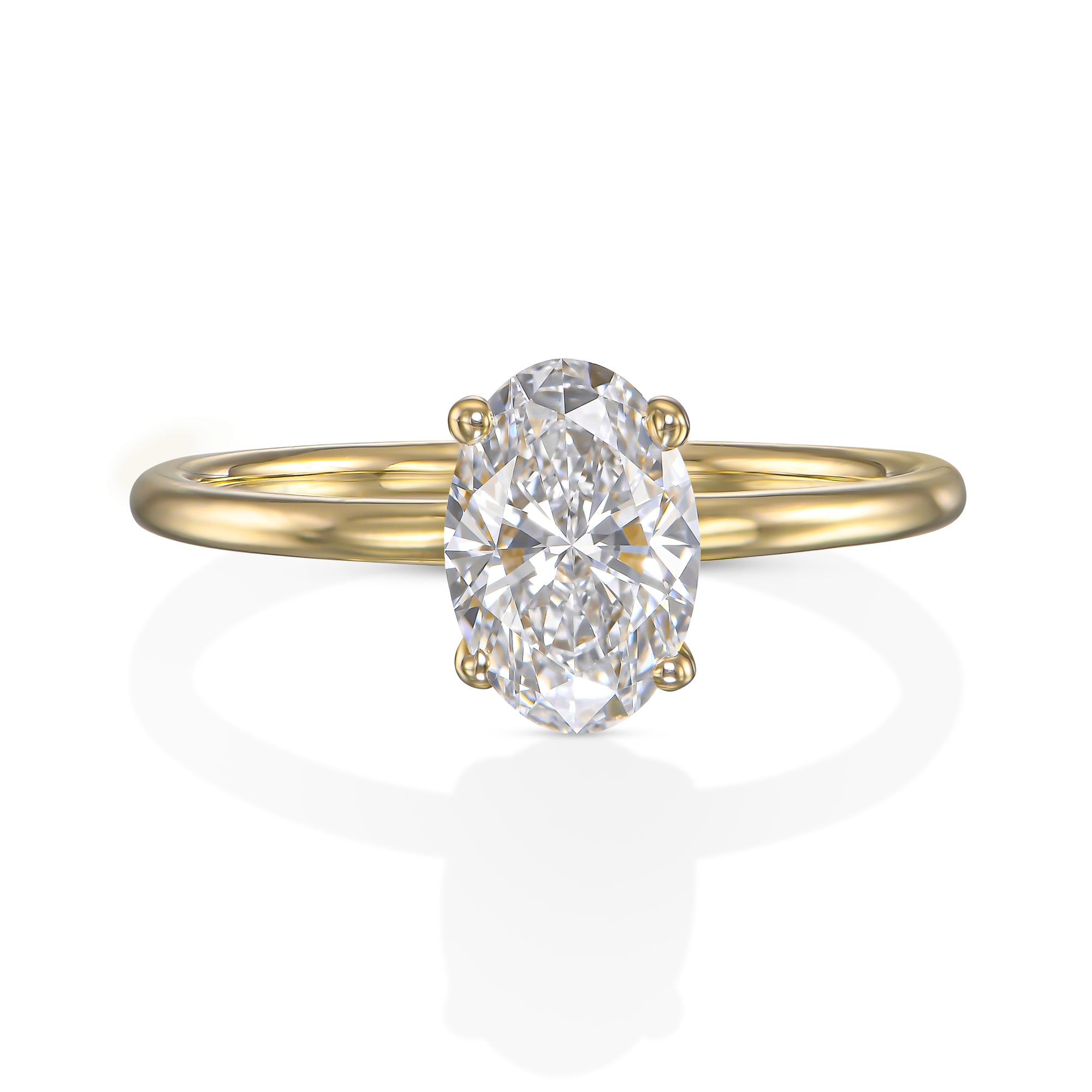 טבעת יהלום אובל "אריאנה" זהב צהוב