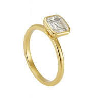 טבעת זהב צהוב 14 קראט עם יהלום אשר קאט – יהלום מעבדה אלגנטי