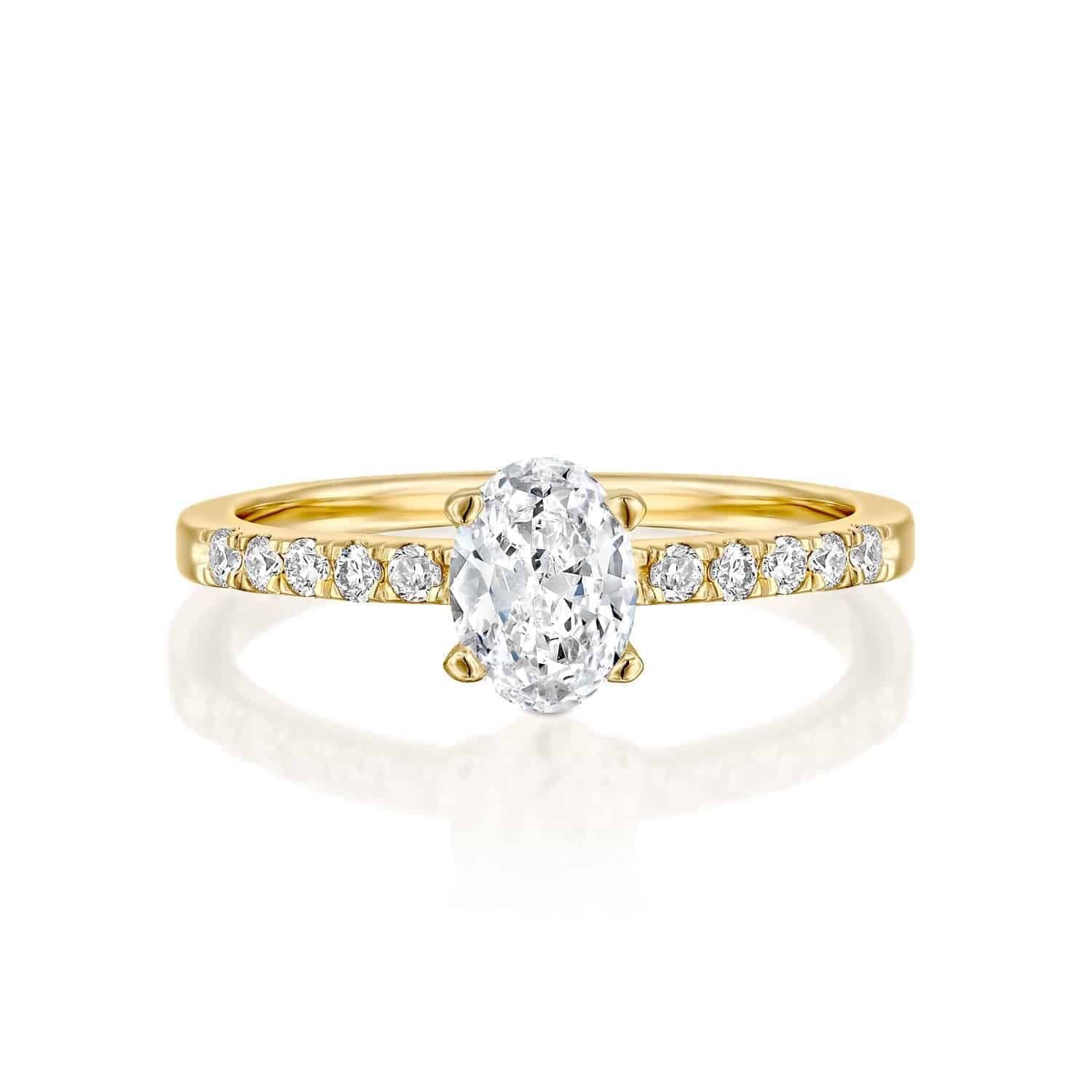 טבעת אירוסין "בלה" אובל זהב צהוב