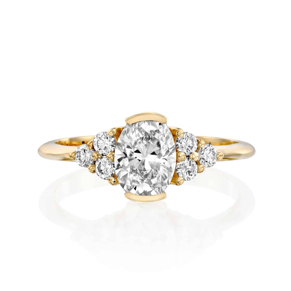 טבעת יהלומים "סאן" זהב צהוב אובל