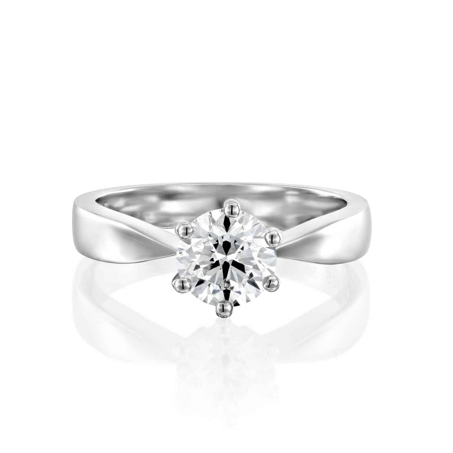 טבעת אירוסין "אווה" סוליטר זהב לבן