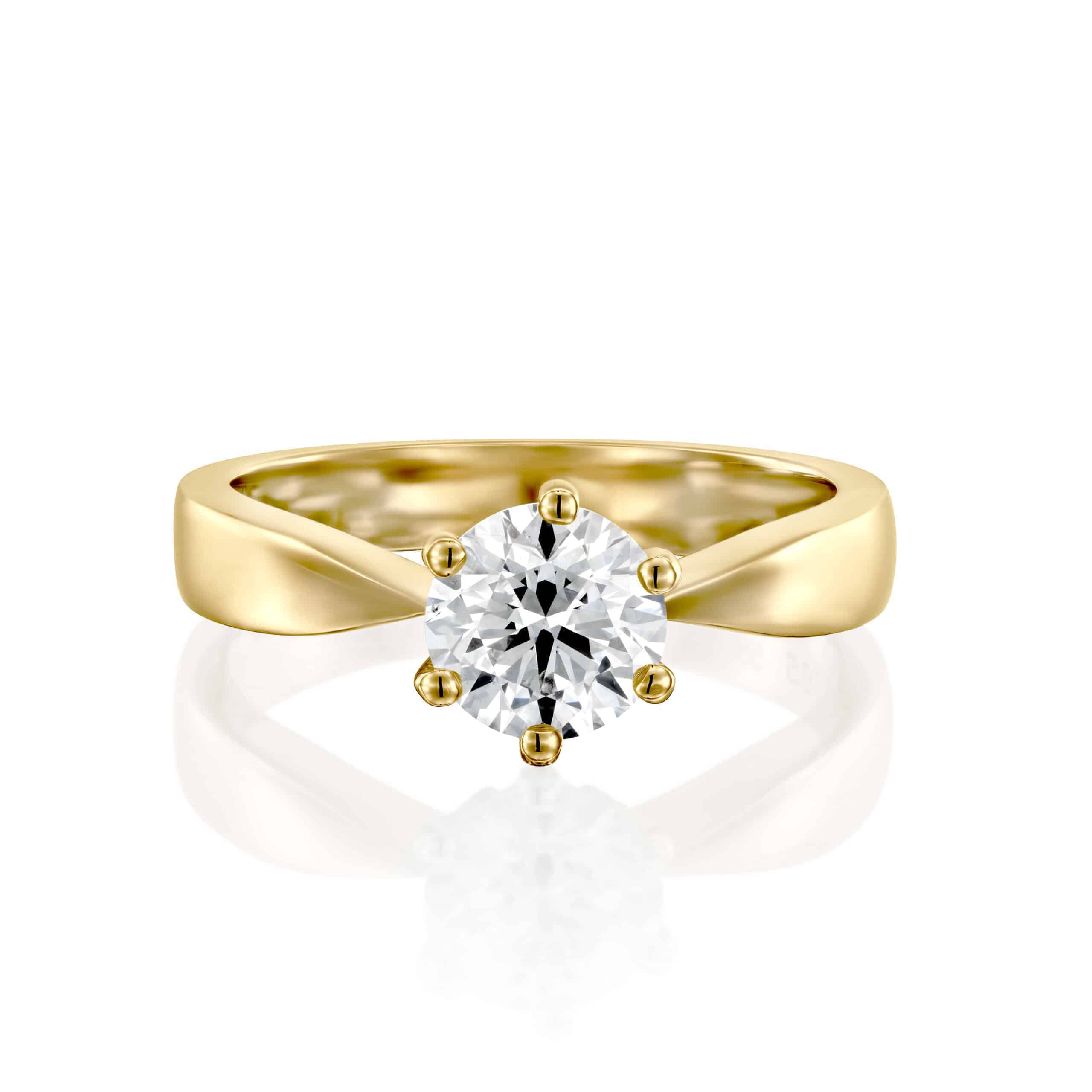 טבעת אירוסין "אווה" סוליטר זהב צהוב