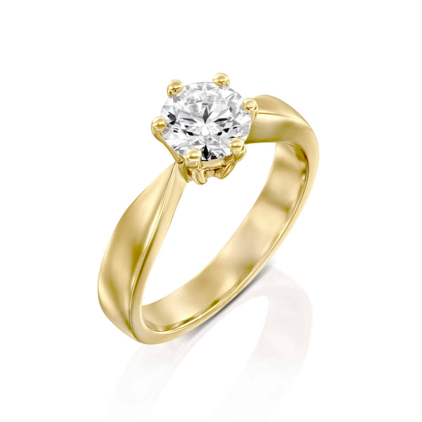 טבעת אירוסין "אווה" סוליטר זהב צהוב