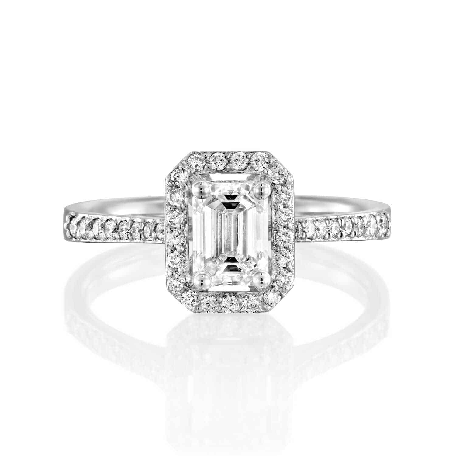 טבעת "אנסטסיה" יהלום אמרלד זהב לבן