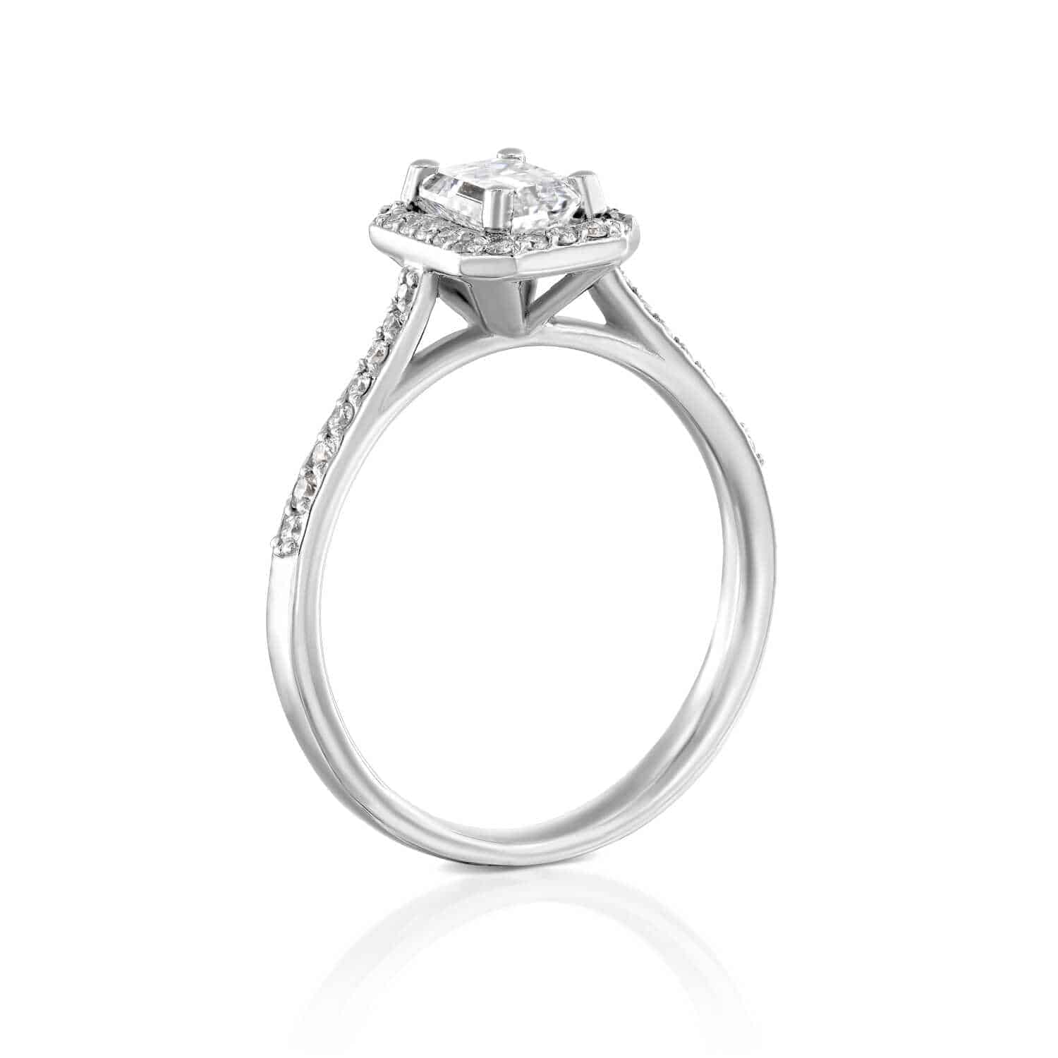 טבעת "אנסטסיה" יהלום אמרלד זהב לבן