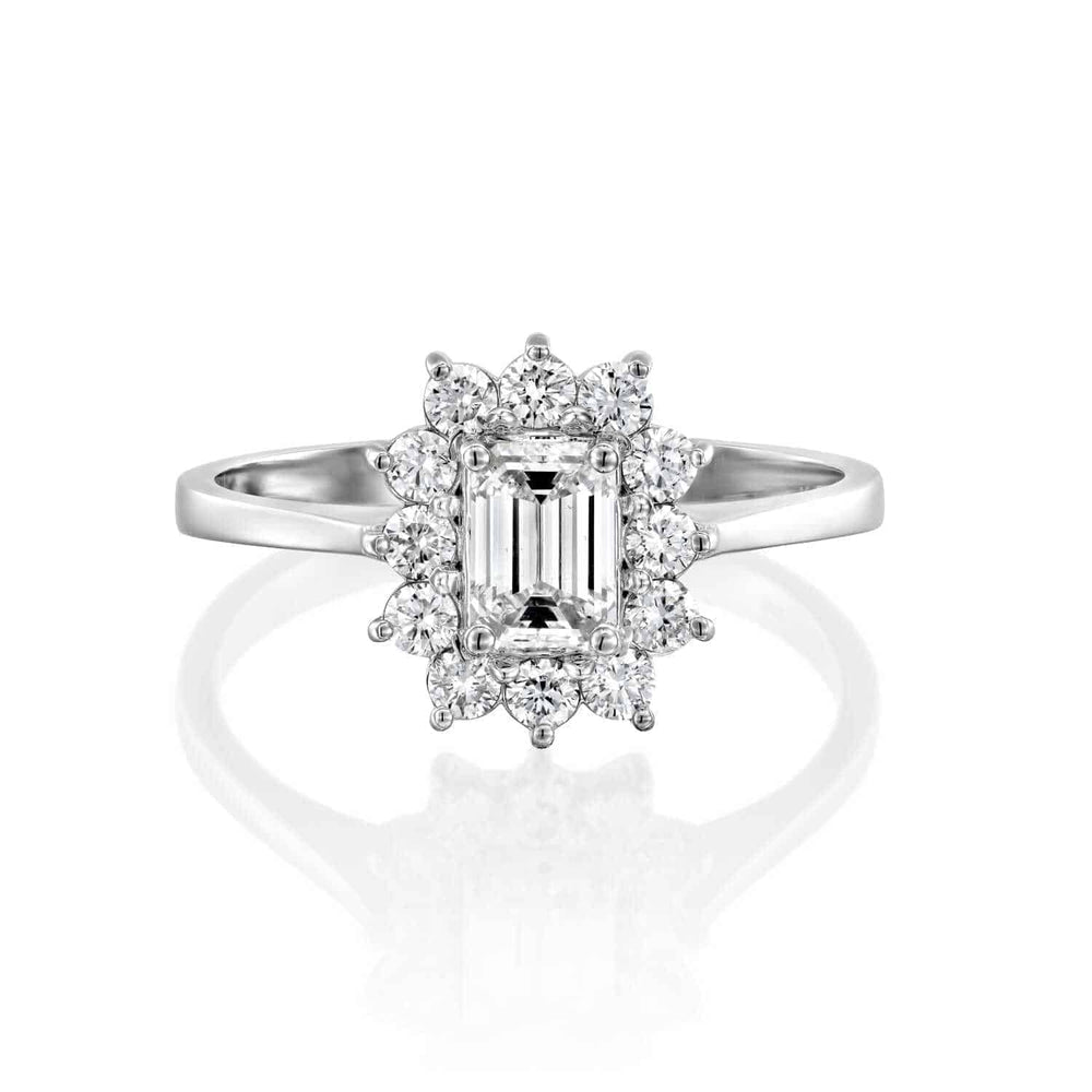 טבעת יהלום "דיאנה" אמרלד זהב לבן