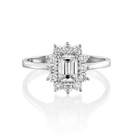 טבעת יהלום "דיאנה" אמרלד זהב לבן