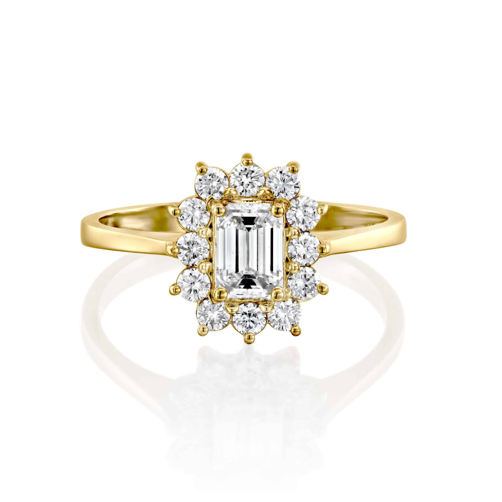 טבעת יהלום "דיאנה" אמרלד זהב צהוב