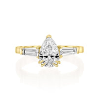 טבעת יהלום מעבדה טיפה וטייפרים בצהוב