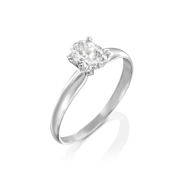 טבעת סוליטר "מליסה" זהב לבן