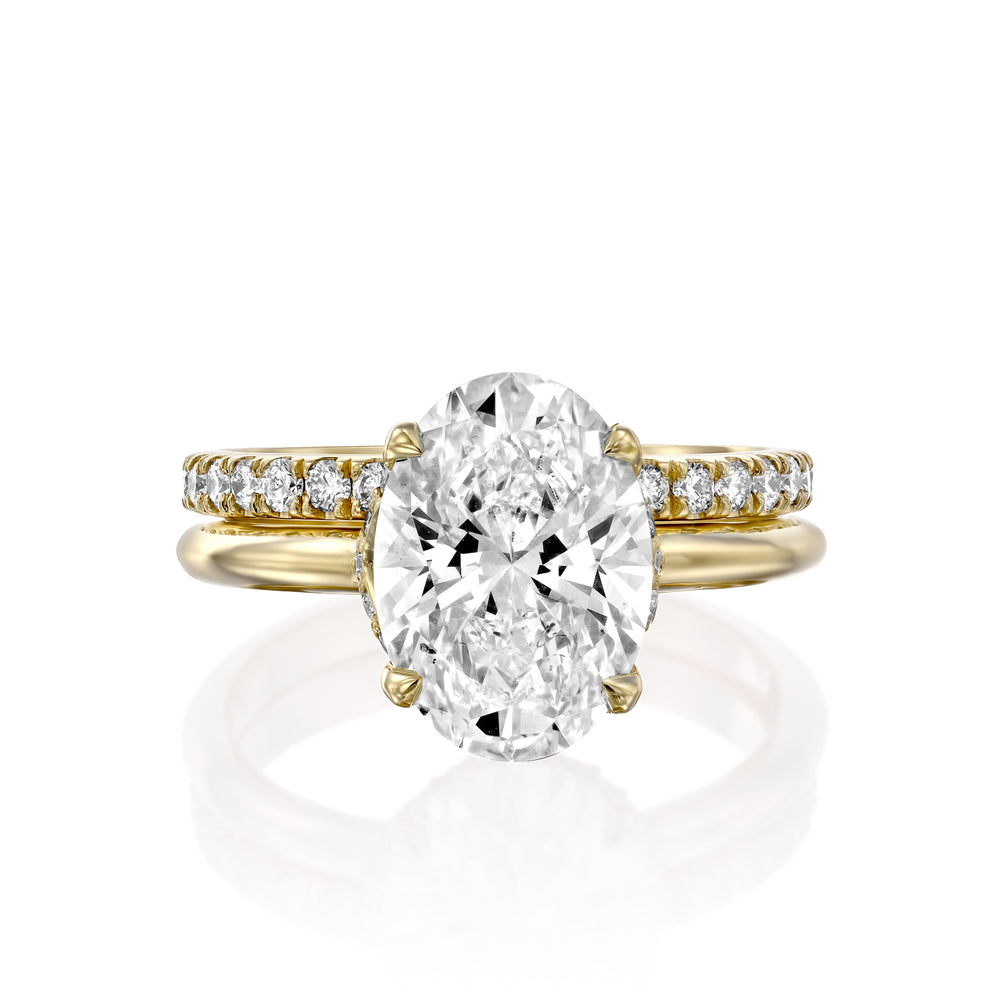 טבעת אירוסין ג'סי משובצת יהלומי מעבדה מזהב צהוב