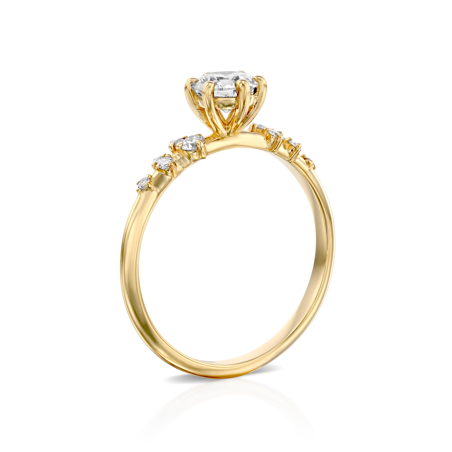 טבעת אירוסין מיוחדת דגם מיכאלה מזהב צהוב