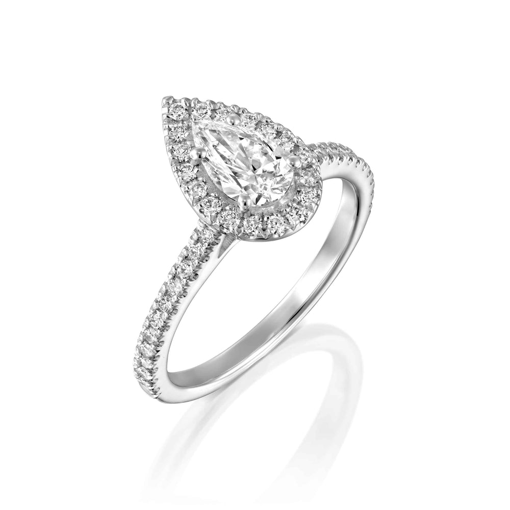 טבעת אירוסין "מלאני" יהלום טיפה זהב לבן