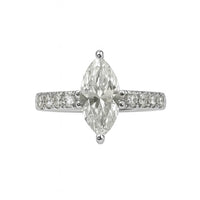 טבעת יהלומים מרקיזה זהב לבן עם יהלומי מעבדה