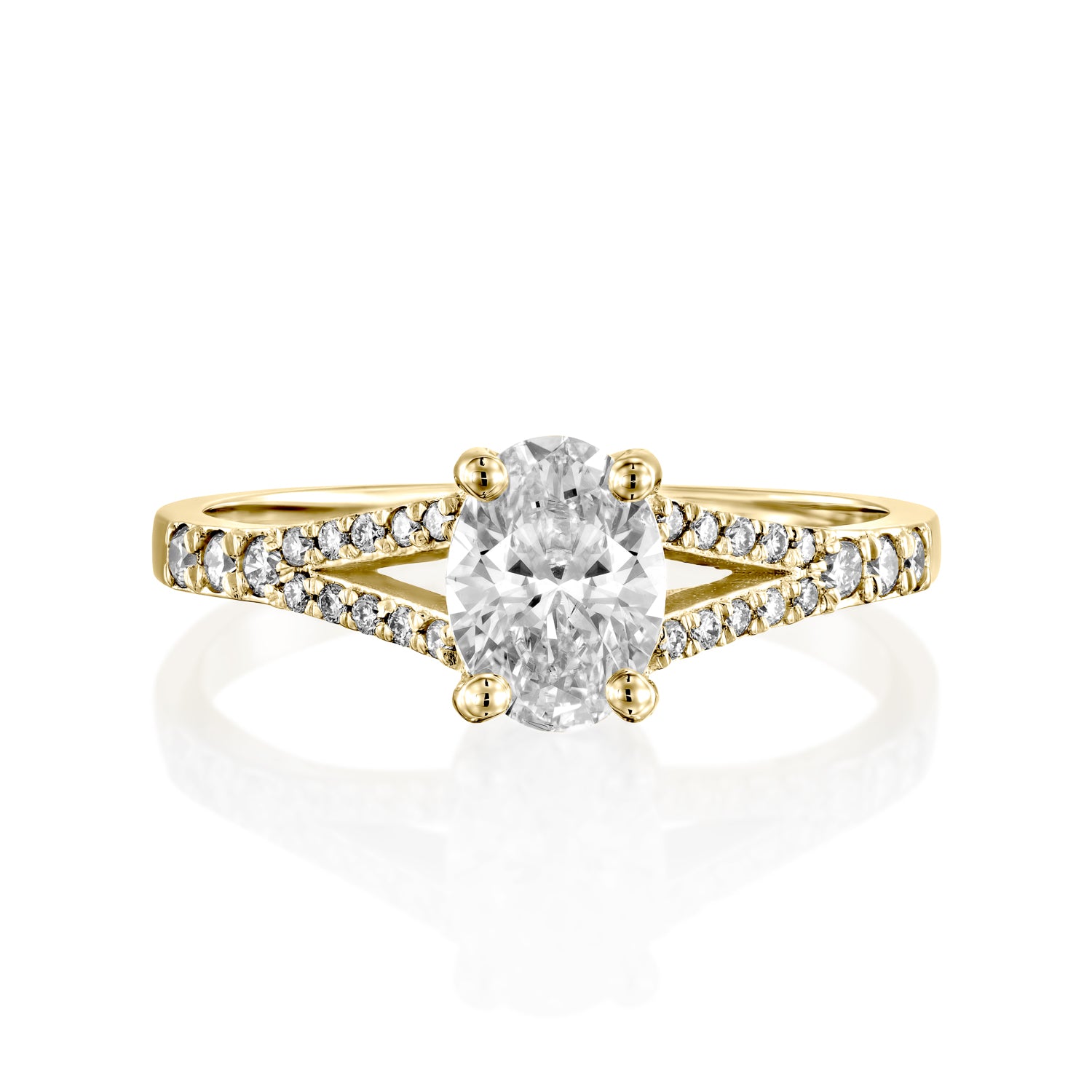 טבעת יהלומים אובל "אמיליה" זהב צהוב