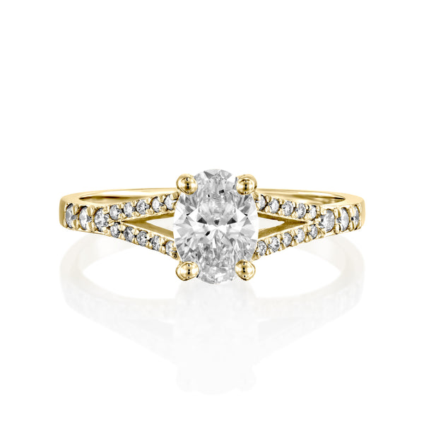 טבעת יהלומים אובל "אמיליה" זהב צהוב