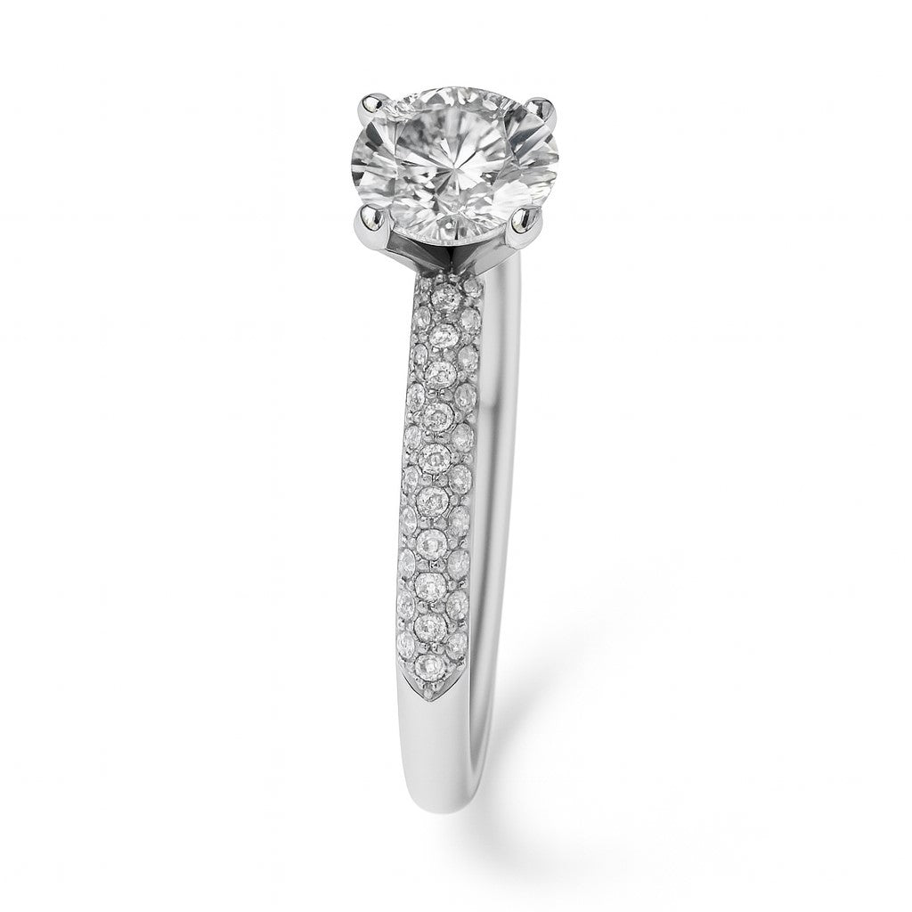 טבעת אירוסין קיי זהב לבן עם יהלום מעבדה