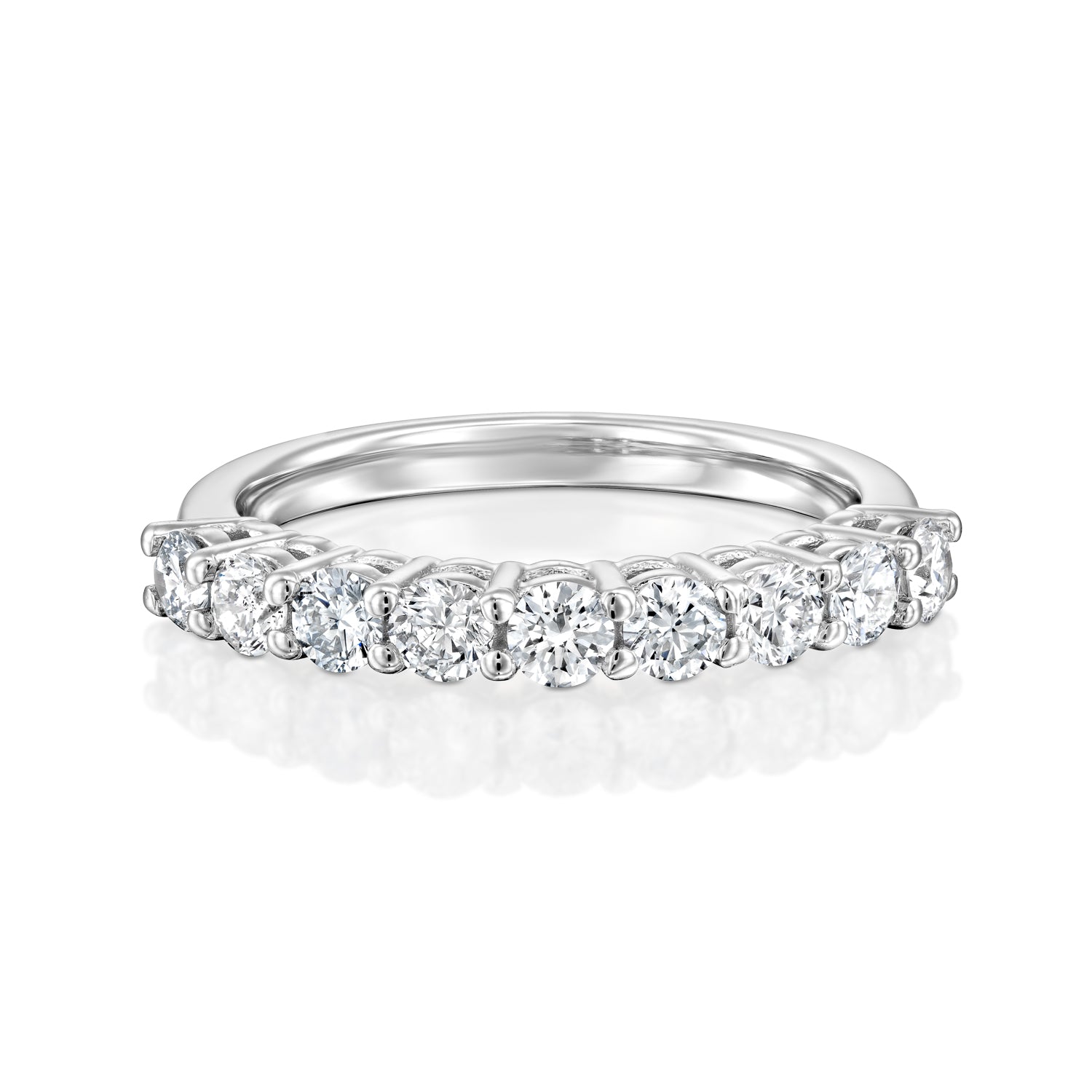 טבעת שורת יהלומים זהב לבן