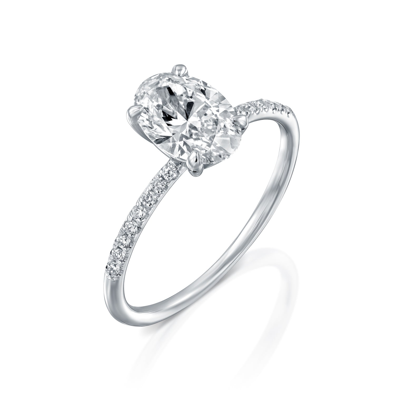 טבעת יהלום מעבדה "אריאנה משובצת" אובל זהב לבן