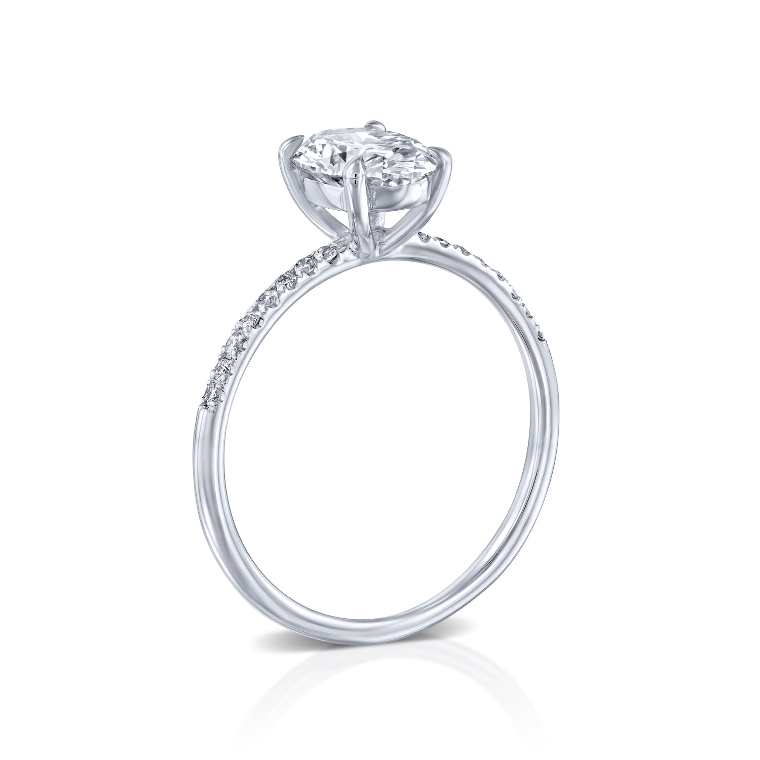 טבעת יהלום מעבדה "אריאנה משובצת" אובל זהב לבן