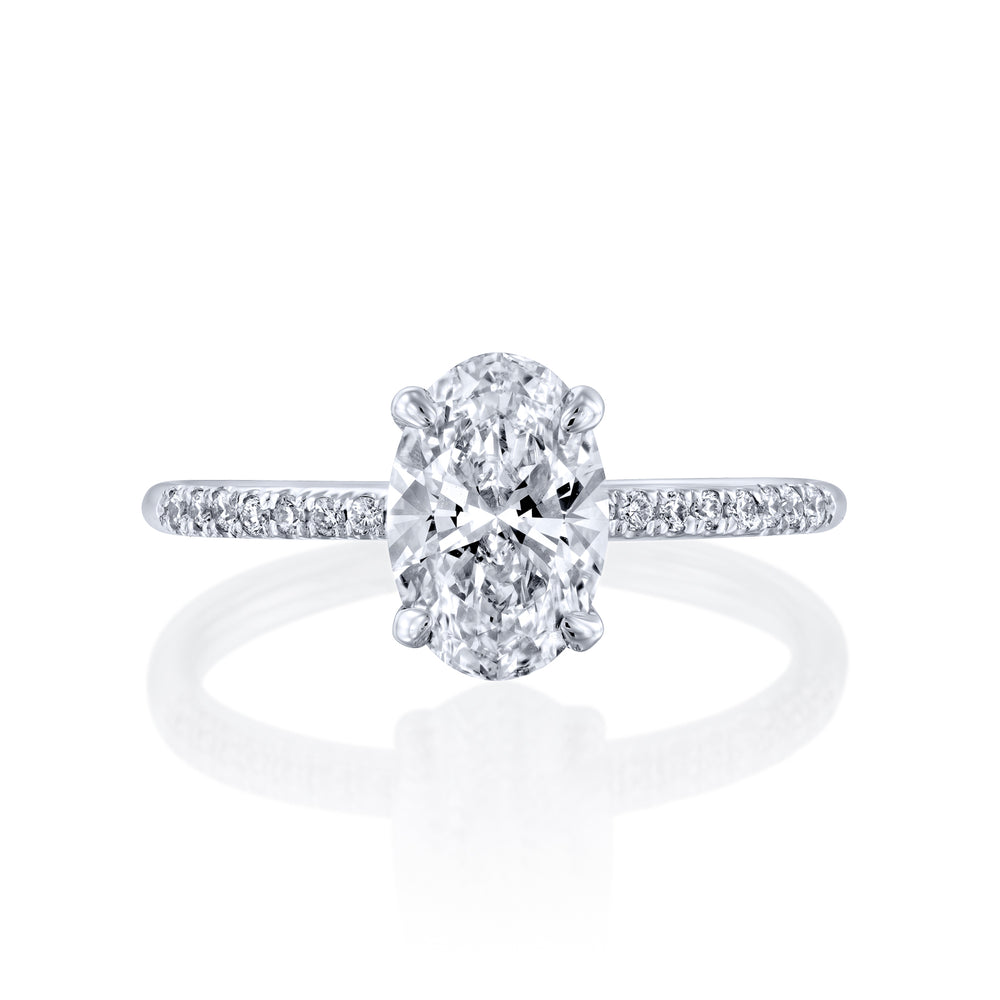 טבעת יהלום מעבדה "אריאנה משובצת" אובל זהב לבן