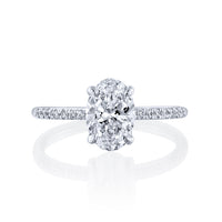 טבעת יהלום מעבדה "אריאנה משובצת" אובל זהב לבן