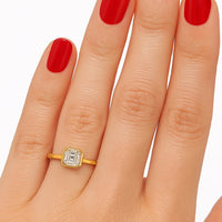 טבעת זהב צהוב 14 קראט עם יהלום אשר קאט – יהלום מעבדה אלגנטי