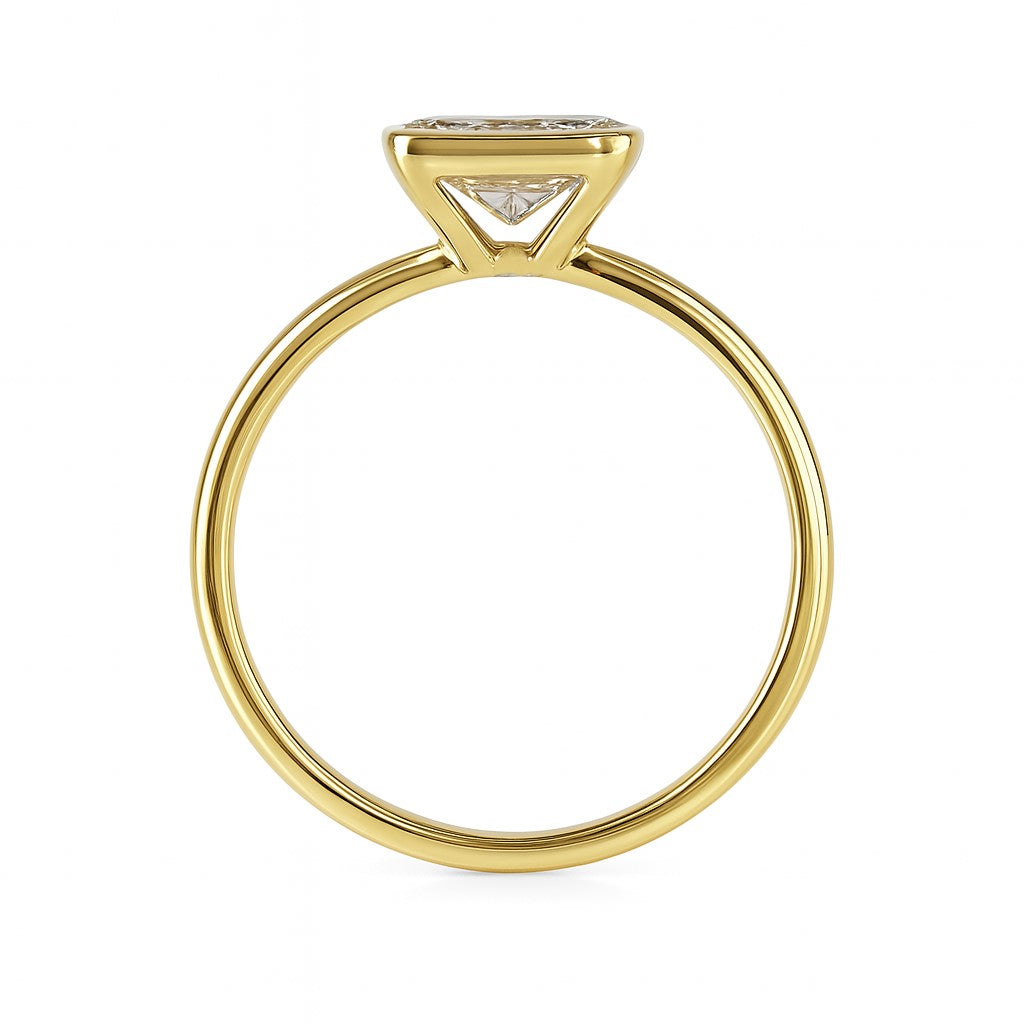 טבעת זהב צהוב 14 קראט עם יהלום אשר קאט – יהלום מעבדה אלגנטי