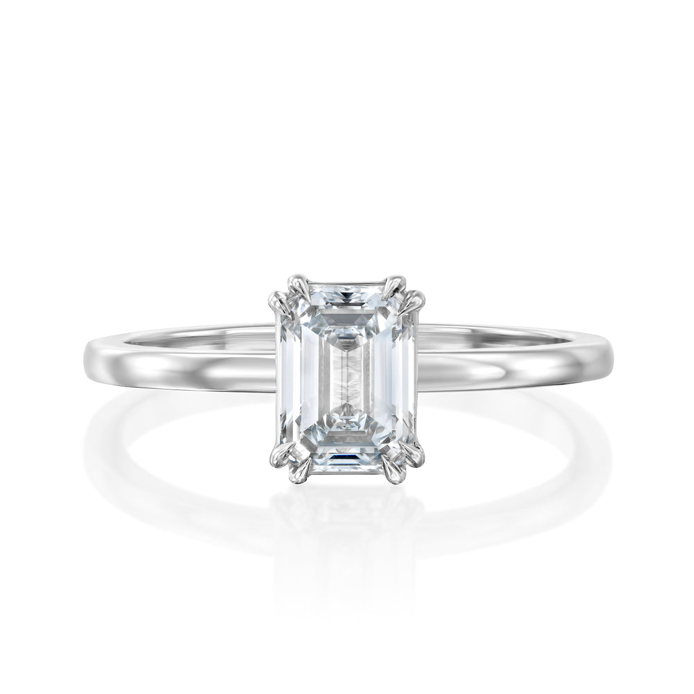 טבעת אירוסין "סוליטר אמרלד" זהב לבן