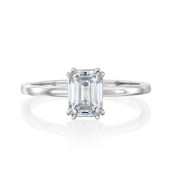 טבעת אירוסין "סוליטר אמרלד" זהב לבן