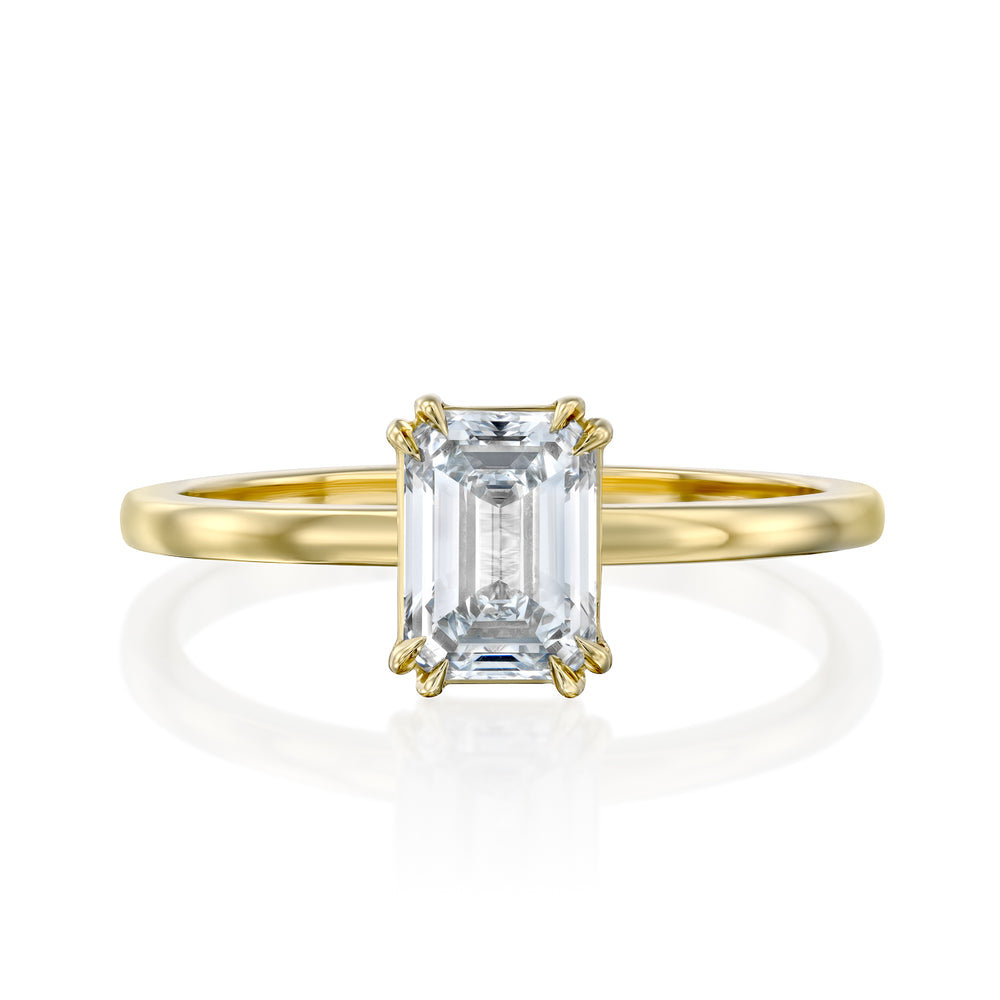 טבעת אירוסין "סוליטר אמרלד" זהב צהוב