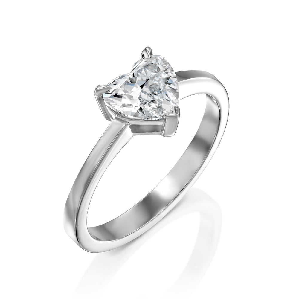 טבעת אירוסין "לב" זהב לבן