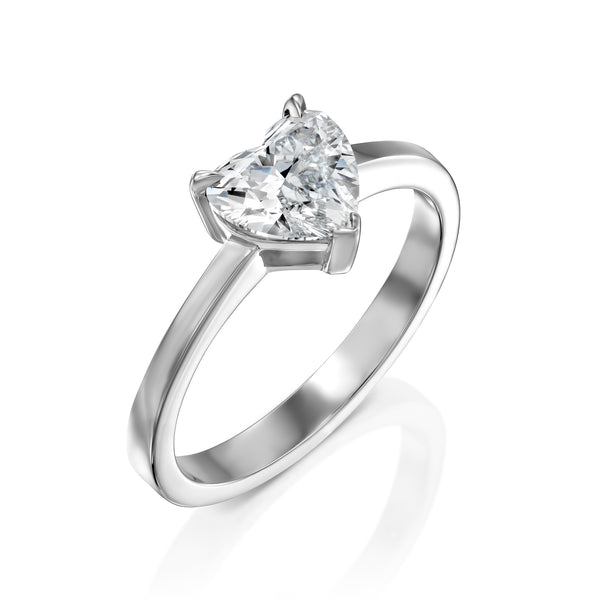 טבעת אירוסין "לב" זהב לבן