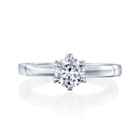 טבעת סוליטר מזהב לבן עם יהלום מעבדה עגול דגם ניקול בעיצוב אלגנט מיוחד