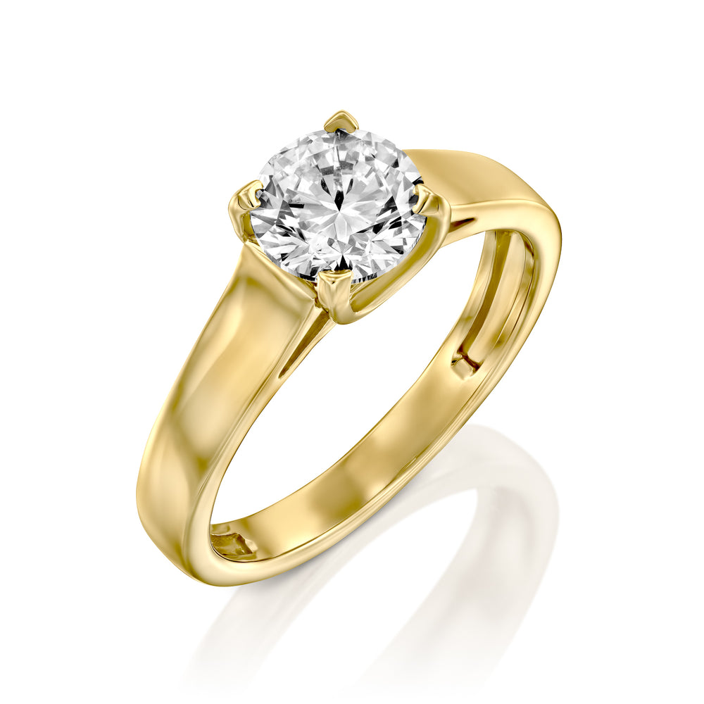 טבעת יהלום מעבדה לאירוסין דגם נסיה מזהב צהוב