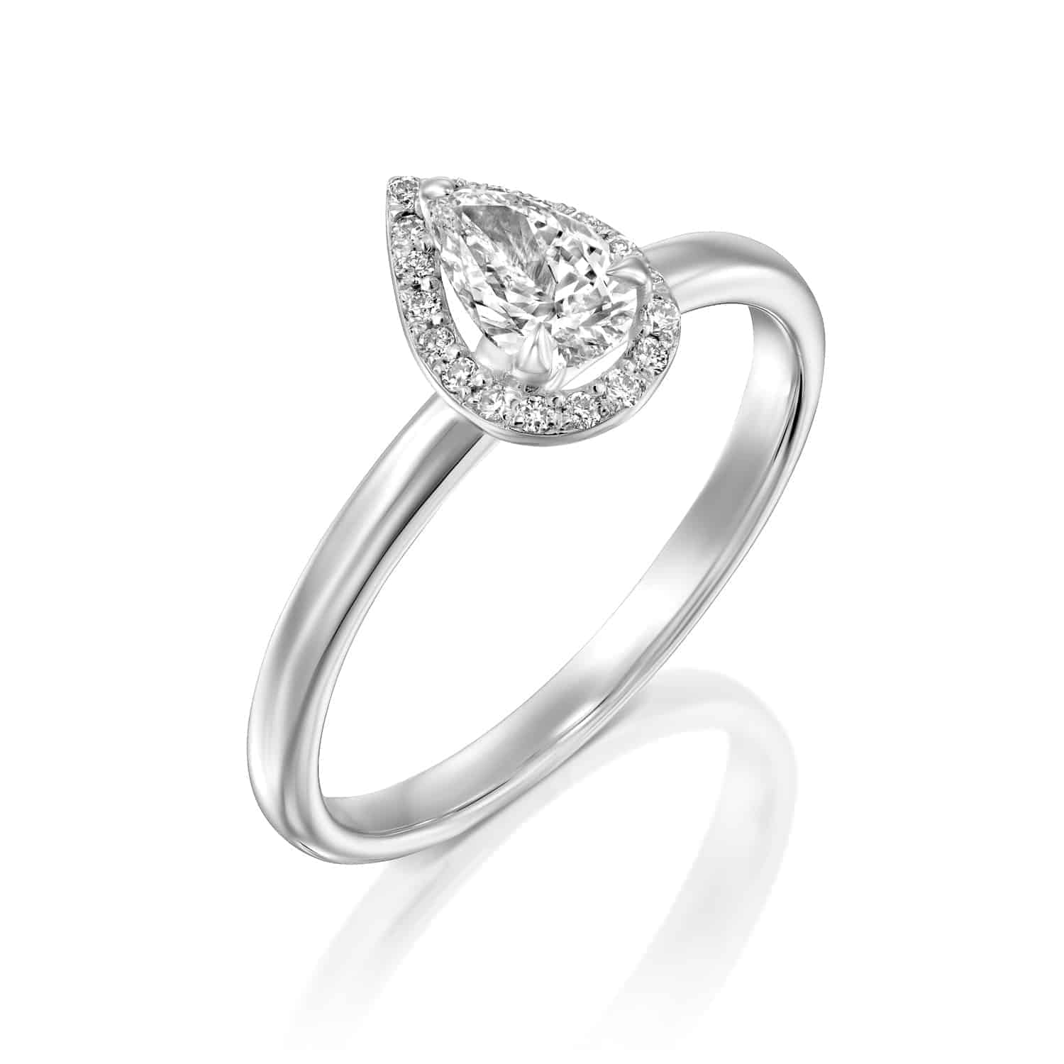 טבעת יהלום טיפה "רוז" זהב לבן