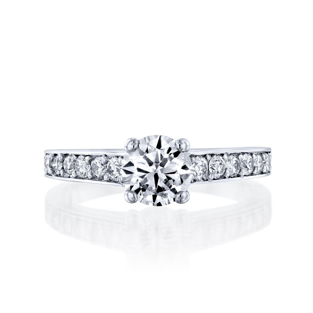 טבעת סול משובצת יהלומי מעבדה מזהב לבן לאירוסין