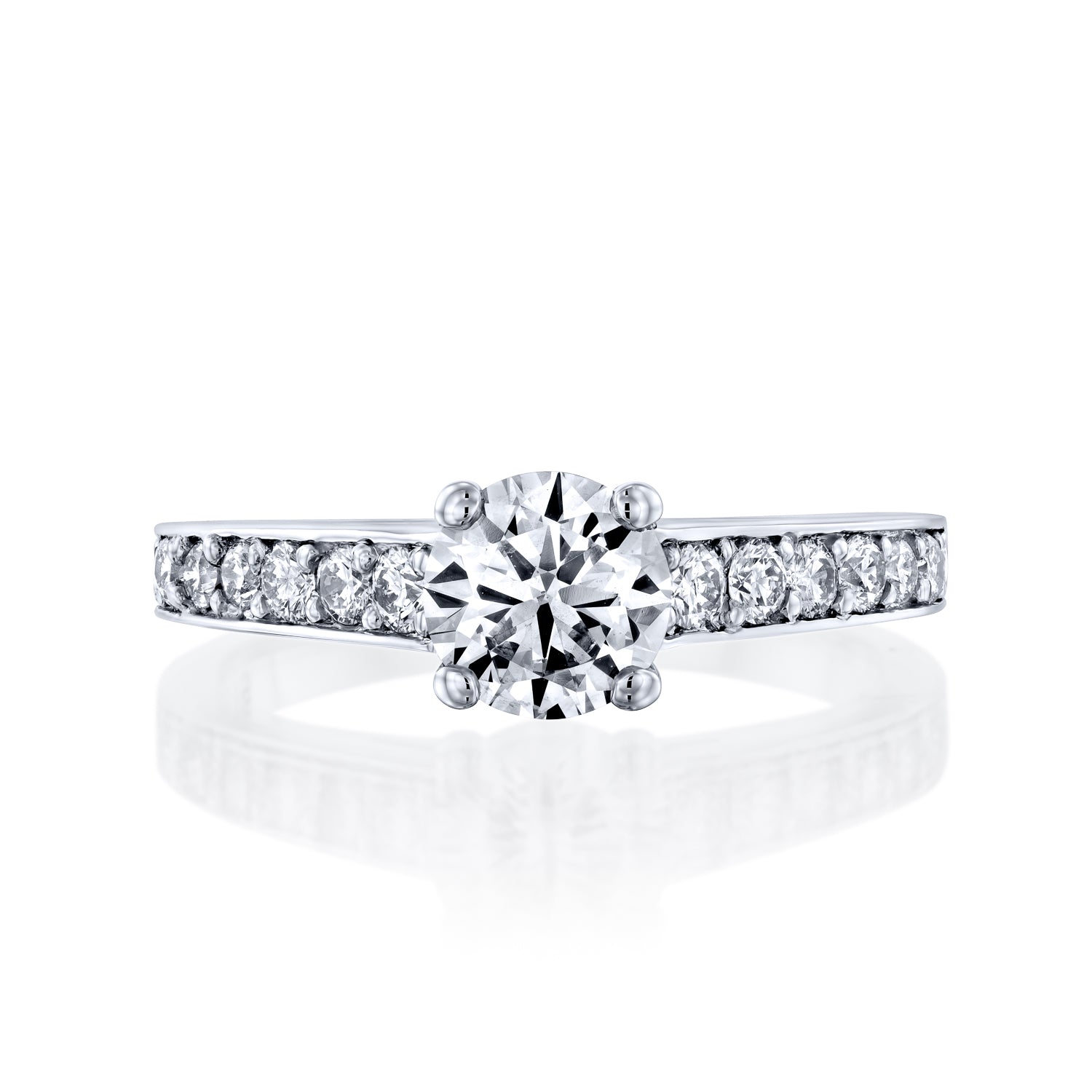 טבעת סול משובצת יהלומי מעבדה מזהב לבן לאירוסין