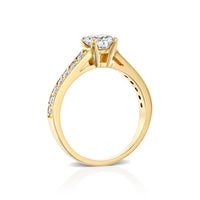 טבעת אירוסין סול מזהב צהוב בשיבוץ יהלום מעבדה עגול