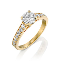 טבעת אירוסין סול מזהב צהוב בשיבוץ יהלום מעבדה עגול