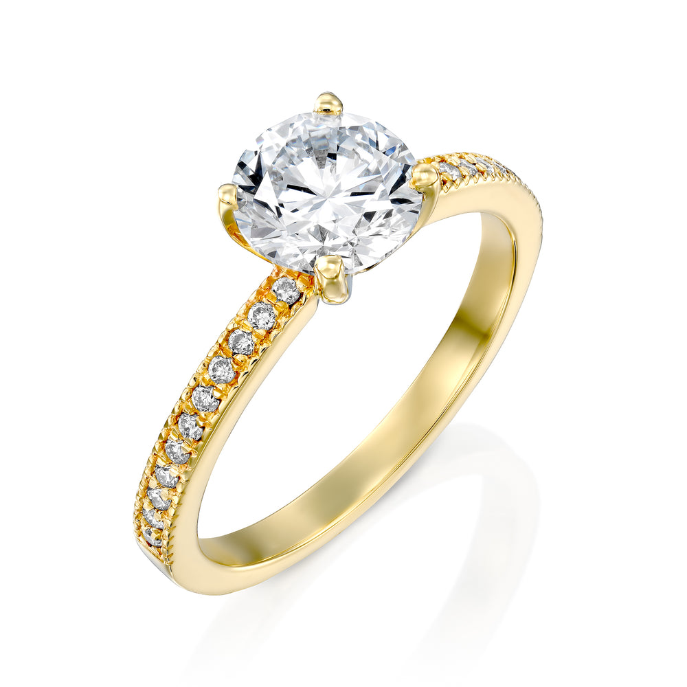 טבעת אירוסין יהלומי מעבדה "לורנה" זהב צהוב