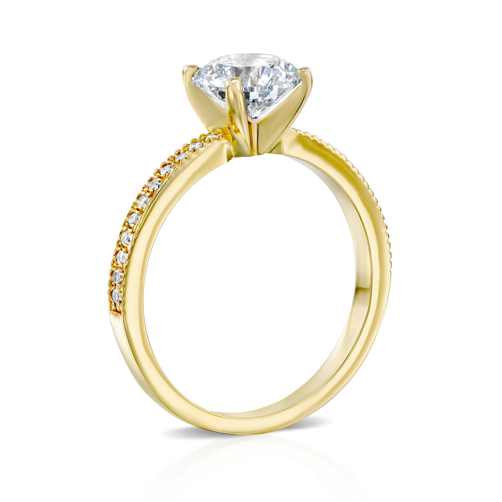 טבעת אירוסין יהלומי מעבדה "לורנה" זהב צהוב