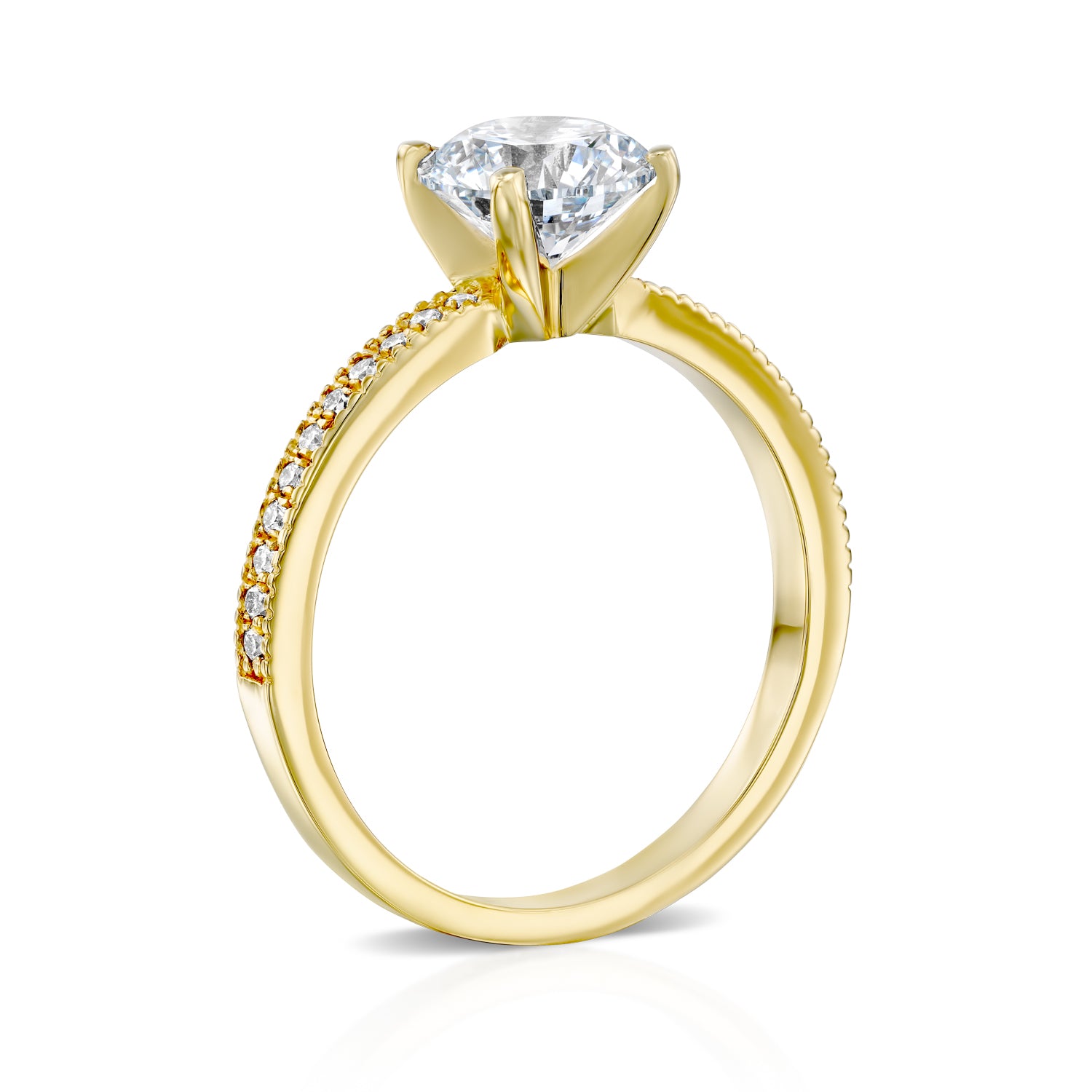 טבעת אירוסין יהלומי מעבדה "לורנה" זהב צהוב