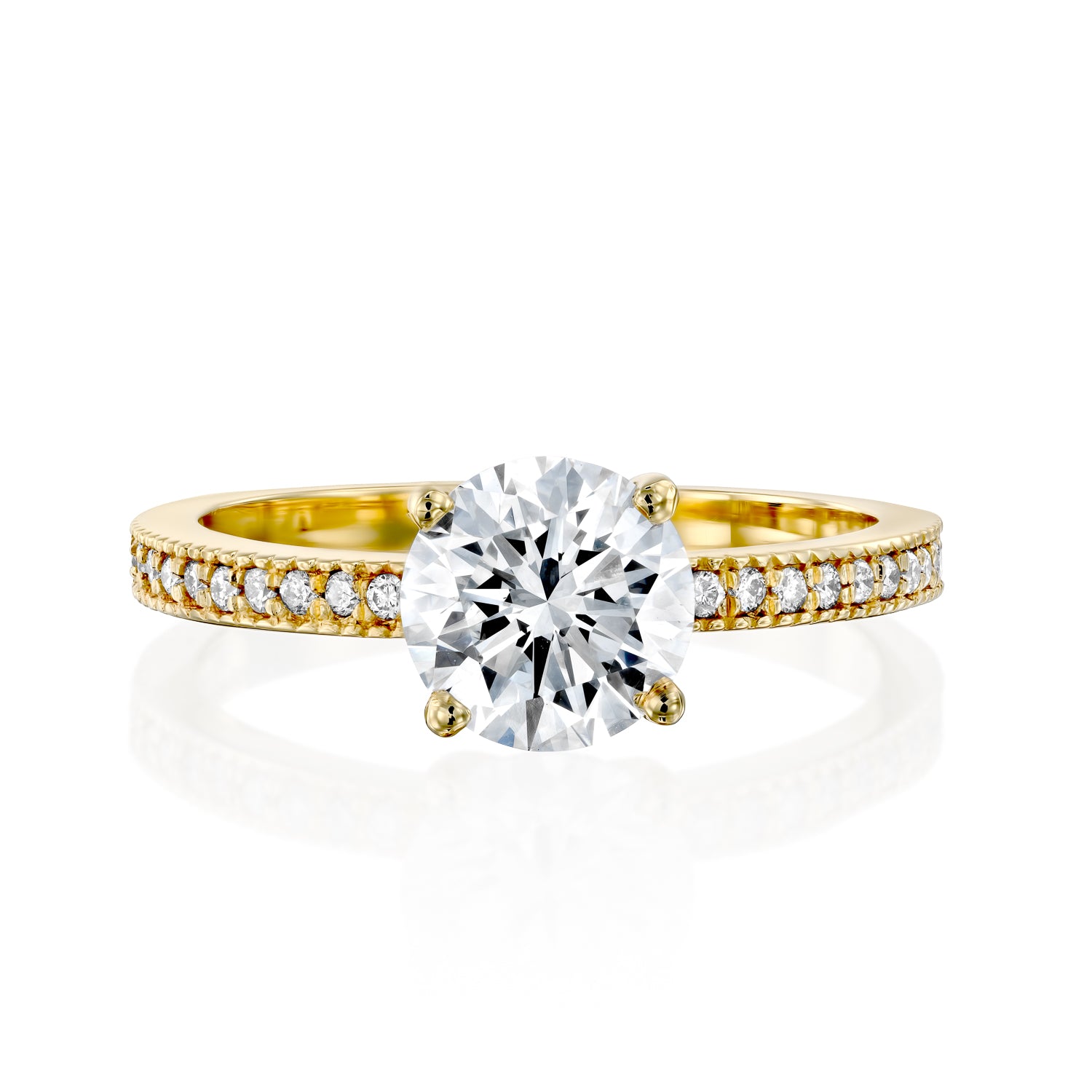 טבעת אירוסין יהלומי מעבדה "לורנה" זהב צהוב