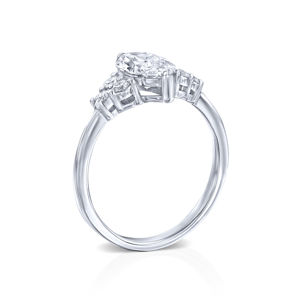 טבעת אירוסין ריילי מזהב לבן המשובצת יהלומי מעבדה בצורת מרקיזה