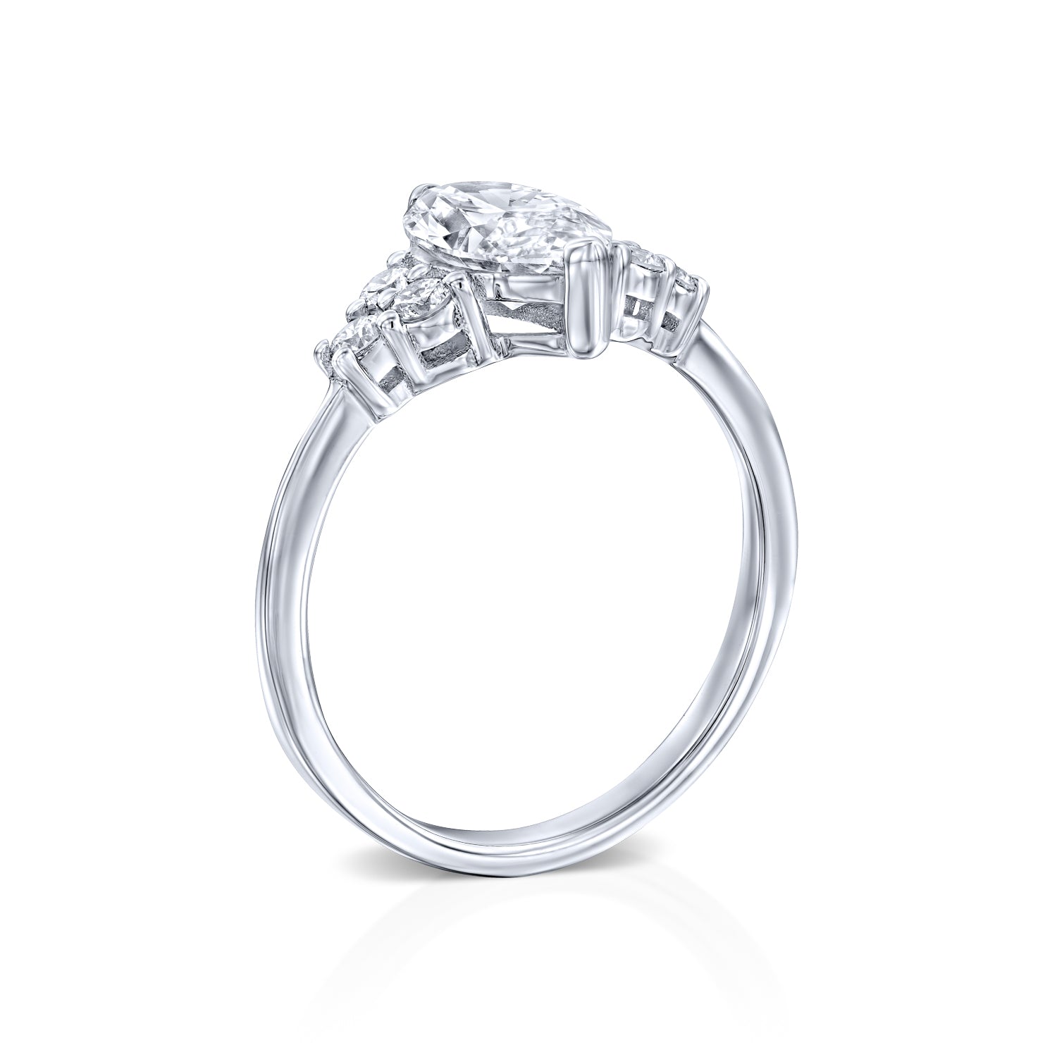 טבעת אירוסין ריילי מזהב לבן המשובצת יהלומי מעבדה בצורת מרקיזה